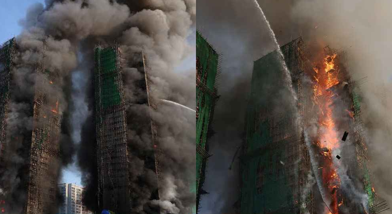 হংকংয়ে বহুতল আবাসিক ভবনে আগুন